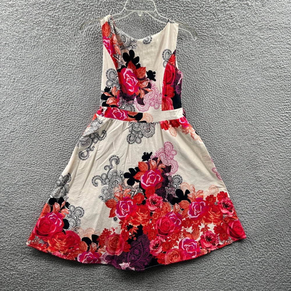 Womens Boho Fit Flare Midi Dress S Floral Cottage Sleeveless Garden‎ Romantic
